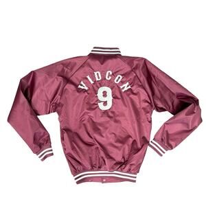 Vidcon 9 Burgundy Red Embroidered Satin Cardinal Bomber Jacket Size S Creator
